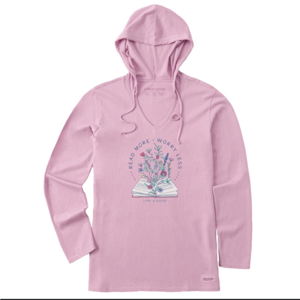 Life is Good “Read More, Worry Less” Lightweight Hoodie – Size M